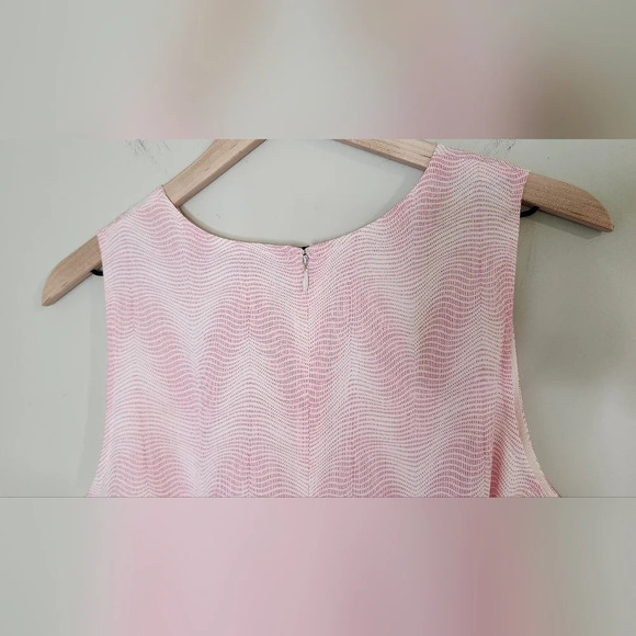 GAP Dress Women's L Pink White Wavy Sleeveless Feminine Spring Summer Party - Picture 7 of 10